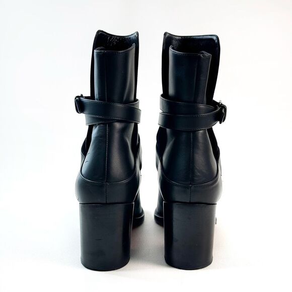 CHRISTIAN LOUBOUTIN Karistrap Black Ankle Boot Size 38.5 Block Heel Buckle Strap - Picture 9 of 14